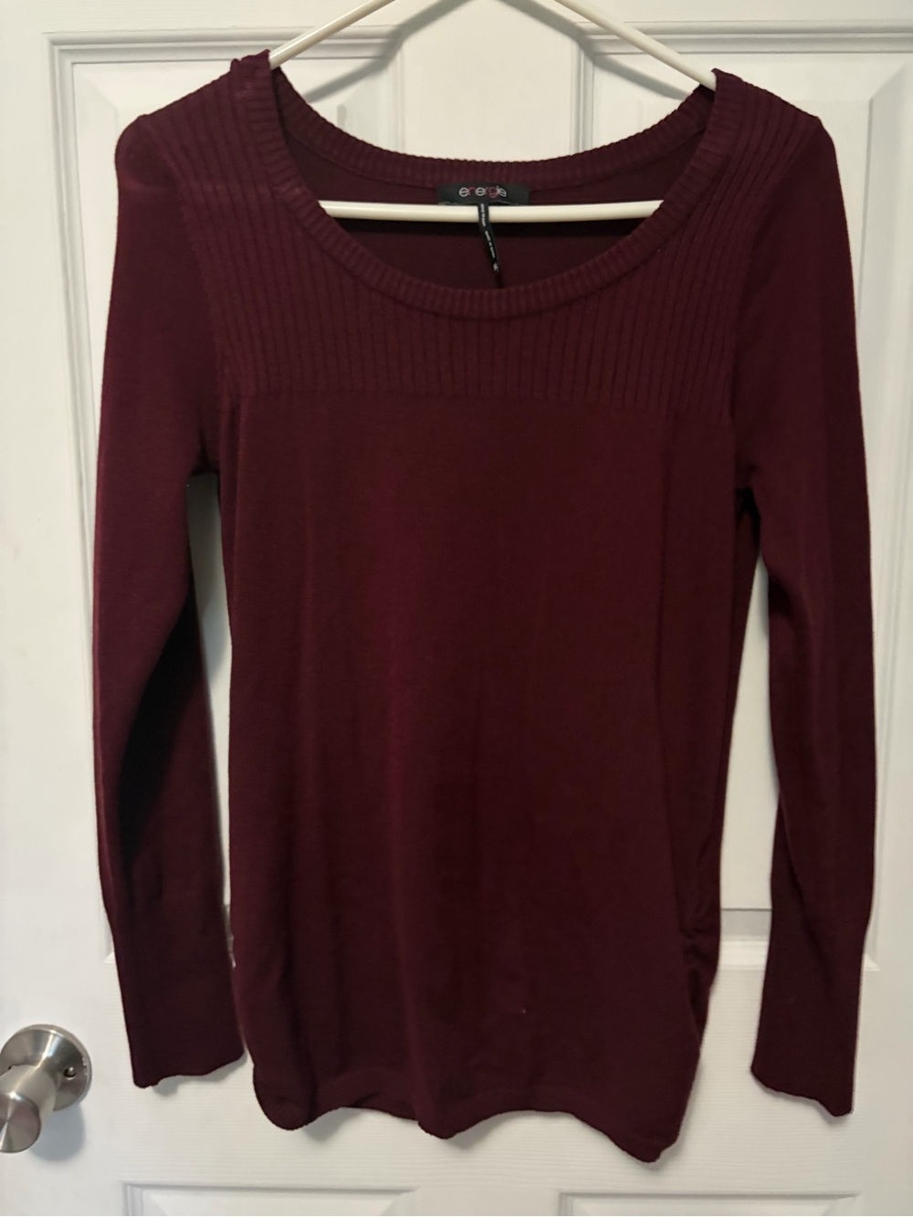 Energie Burgundy Scoop Neck Knit Top